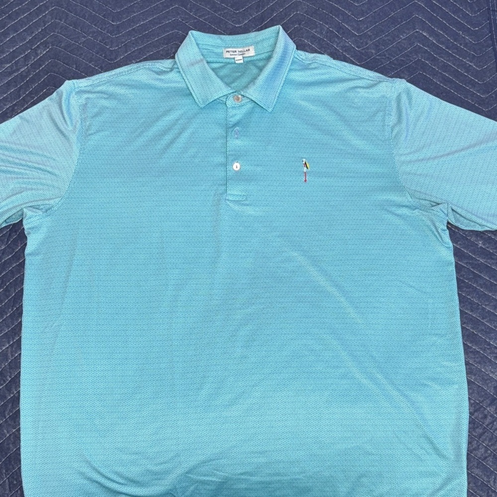 Peter Millar Men’s Aqua Blue Golf Performance Polo